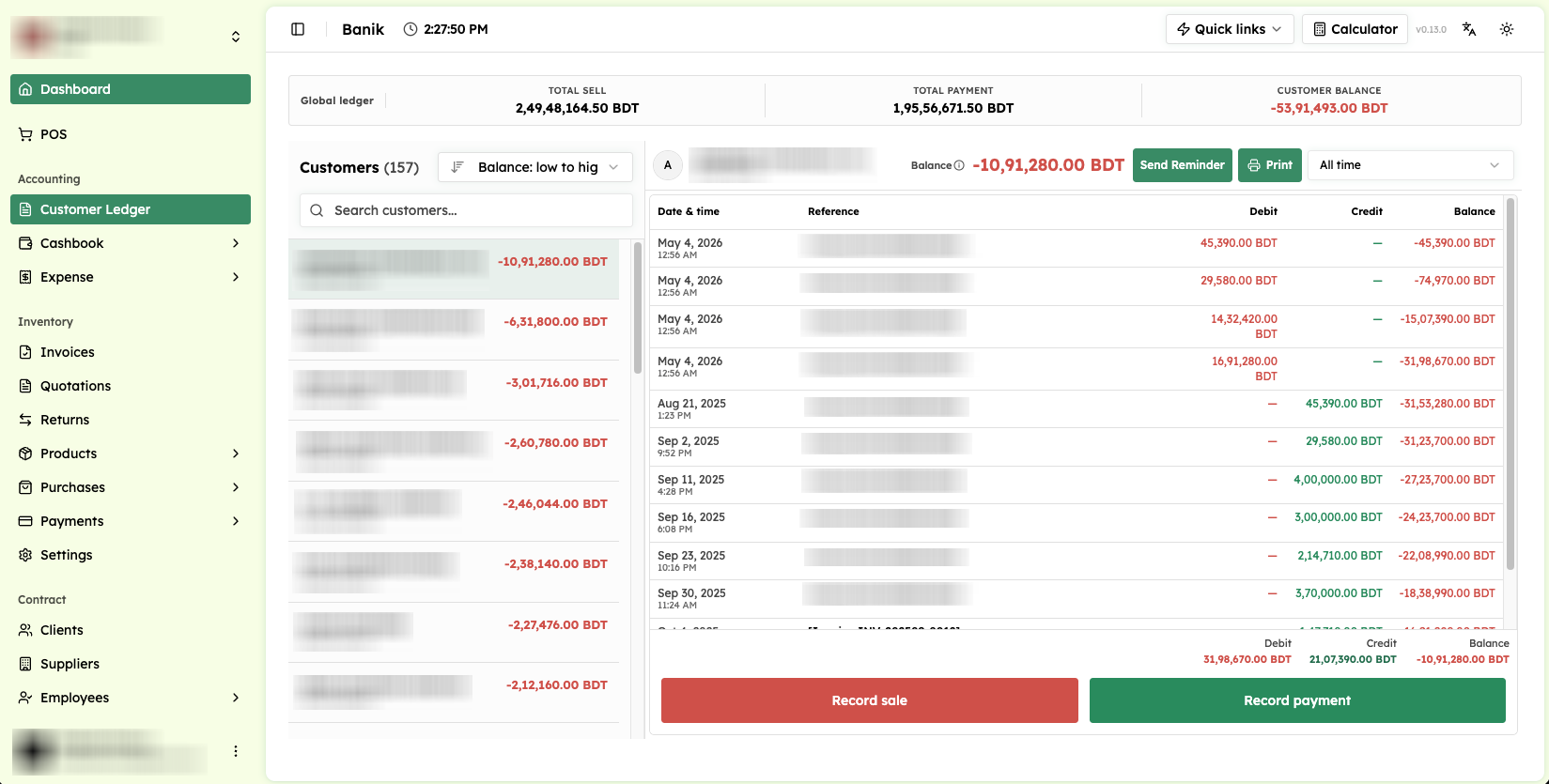 Customer ledger