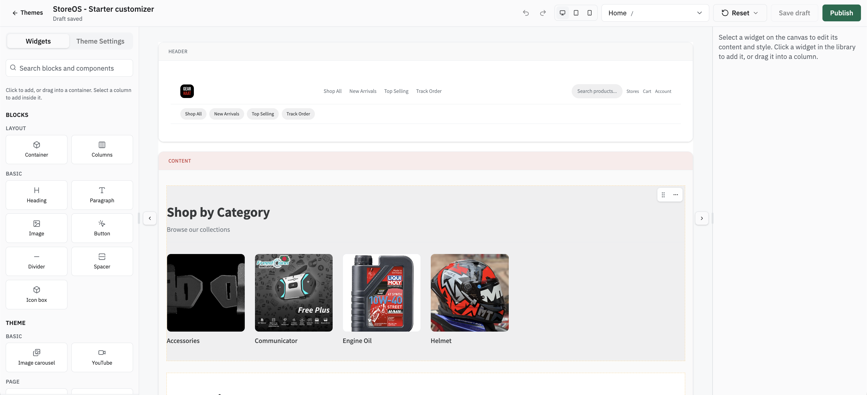 Drag-and-drop theme customizer